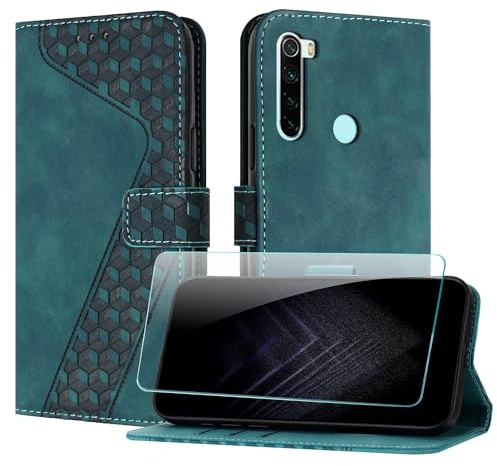 JayModCase Funda para Xiaomi Redmi Note 8T, PU Piel Flip Carcasa con [Redmi Note 8T Protector de Pantalla] Cierre magnético Soporte Plegable Tarjetas y Cartera (Verde)
