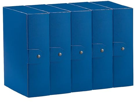Esselte C30 EUROBOX Cartella Progetti per l'archiviazione, chiusura con bottone, 25 x 35 cm, Dorso 10 cm, Blu, Confezione da 5 pezzi, 390330050