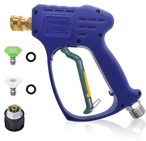 YeewayVeh High Pressure Washer Gun, 5000PSI Car Wash Spray Gun Compatible with Karcher Adapter & M22 14MM Connector, Short Pressure Washer Gun for with 2 Spray Nozzles, Indigo