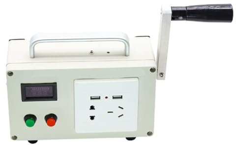 HENGJINGTR 150W 220V Generatore di manovella a Mano '5200MAH Caricabatterie Portatile della Dinamo Emergenza Manovella USB Emergency Power Generator con Doppie Porte USB