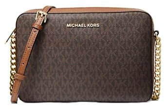 Michael Kors East West Jet Set Umhängetasche mit großem Logo, Braun, Medium