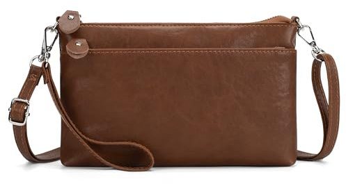 befen Genuine Leather Cross Body Bags for Women Small Mobile Phone Purse RFID Wristlet Bag for Ladies Brown Handbags for Women Daily Use