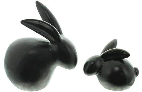 FRANK FLECHTWAREN Hase Black, 2er Set, Porzellan, Mattschwarz Maße: Höhe 7 cm, 12 cm