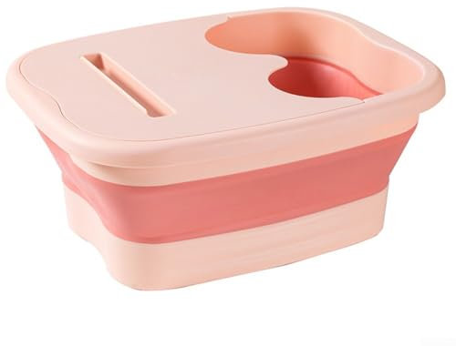Folding Foot Bathtub Foot Bucket, Soak Basin Feet Massage Bucket, Foldable Foot Bath Bucket, Tub Massage Tub Pedicure Bucket, For Home Spa Outdoor Travel(Pink)