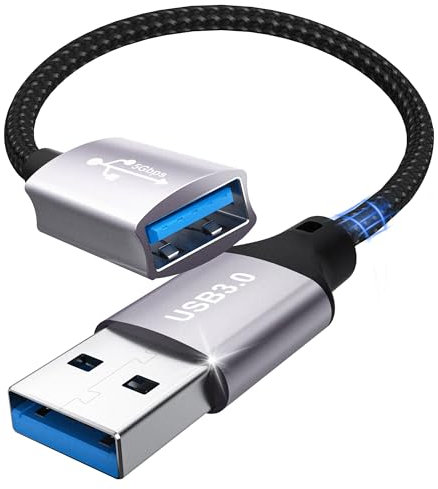 Prolunga USB 3.0,Cavo 0,2m Cavo di prolunga USB 5Gbps Ca vo pro lunga US B A To A per chiavetta USB,lettore di schede,tastiera,stampante,scanner,fotocamera,mouse,cuffie,hub USB,stampante,webcam,PS5/4