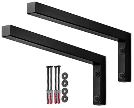 SOTOOLS 2 x Regalkonsole, 450 x 150 x 30, Schwarz matt, Stahl | Regalwinkel/L-Winkel, stabile Regalkonsole, auch für Waschtische. Pulverbeschichtet.