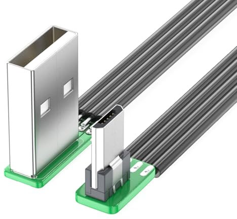 FOLODA Cable USB a micro USB en ángulo de 90 grados para carga electrónica y transferencia de datos en espacios reducidos, múltiples longitudes