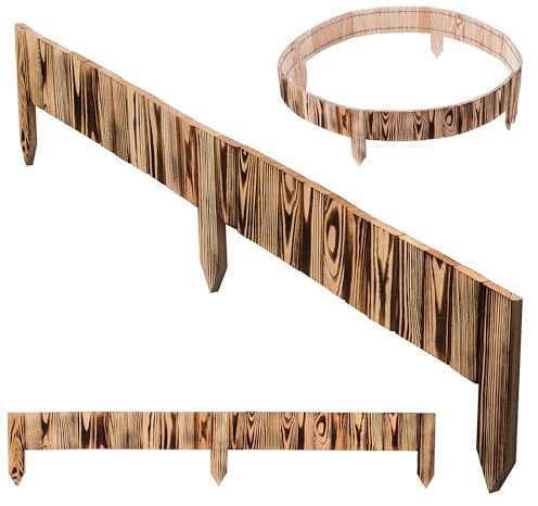KADAX Borde de césped de madera, 114 x 10 cm, cercado para arriates, valla de madera flexible, valla de jardín, valla para jardín, borde de bancos (marrón)