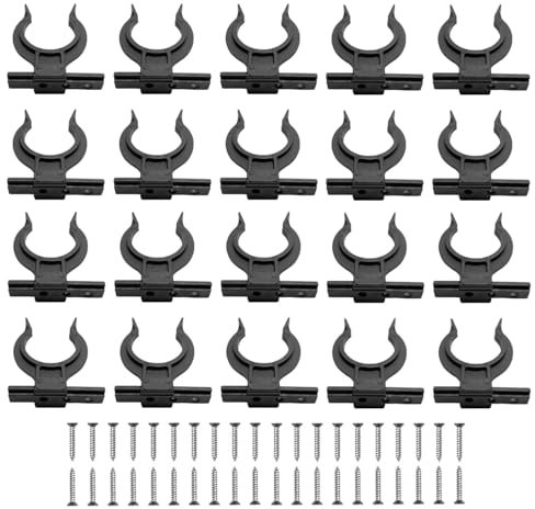 Lot de 20 clips de fixation pour plinthes de cuisine - Clips pour pieds de cuisine de 32 à 36 mm - Avec 40 vis - Clips pour plinthe de cuisine - Noir