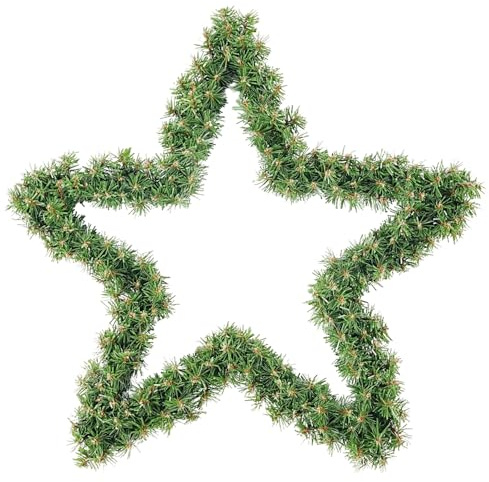 SALCAR Grün PVC Weihnachtsstern 55 cm mit 200 Zweigen - Hochwertige Dekoration für Kamin, Tür, Außenbereich oder Esszimmer - Echt wirkende Weihnachtsdekoration