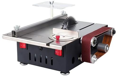 Mini Tischkreissäge, 300W Multifunktionale Tragbare Tischkreissägen mit 4 Klingen, Präzisions DIY Miniatur Tischkreissägen 7-Gang-Netzteil Einstellbarer für Handwerk, DIY, handgefertigtes Holz