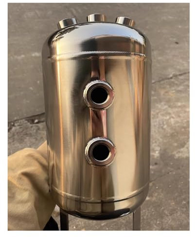 Vertical Air Reservoir Tank, Portable Air Receiver Air Compressor Tank Stainless Steel, Air Storage Tank High Pressure Vacuum Buffer Tank with 1/2 Ports and 1/4 Inch Npt Drain Valve(10L/2.64Gal)