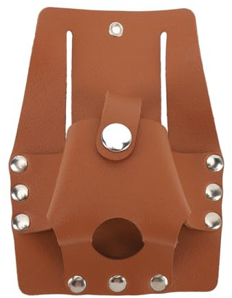 Tape Measure Holder PU Leather Large Capacity Button Closure Tape Measure Pouch Belt Tool Carrier Holder Brown