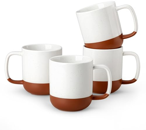 MALACASA Kaffeetassen aus Keramik, 453 ml, moderne Bauernhaus-Tassen für Kaffee, Latte, Tee, heiße Schokolade, Cappuccino, Milch, mikrowellen- und spülmaschinenfest, Khaki-Weiß, Serie TARA, 4 Stück