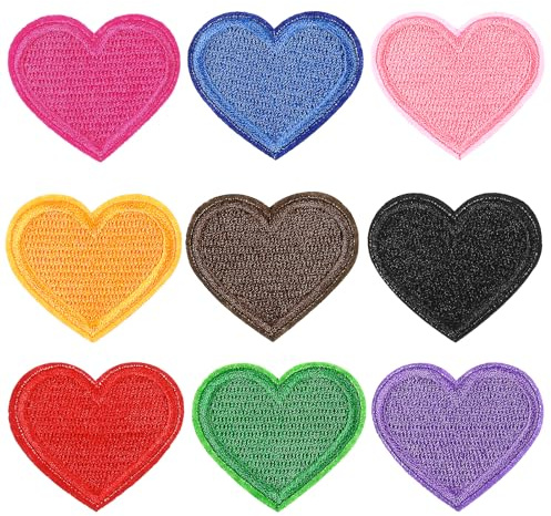 LIQWEI 27 Stück herz Patches zum Aufbügeln, Bestickte Aufnäher 4,3 x 3,7cm | Herzen Flicken zum Aufnähen Bügelbilder für Textilien Bügelpatch Erwachsene für Hüte Taschen Jacke Jeans TShirt DIY Deko