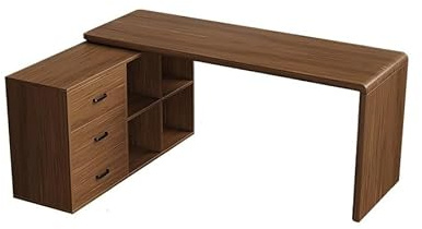 loeusjfnr Home-Office-Schreibtische Eck-Computertisch aus massivem Holz, L-förmiger Eckschreibtisch mit Stauraum, Arbeitstisch for Zuhause(160cm)