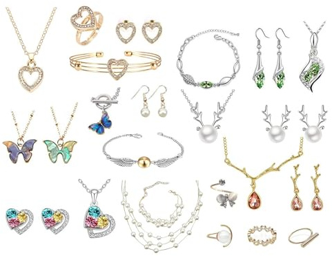Liakyunf Countdown-Kalender – 24 Tage Halsketten | 2025 Halskette Armbänder Weihnachten Charm | für Frauen Mädchen Freundin Winter tägliche Feier Urlaub Geburtstag Party Belohnung Festival