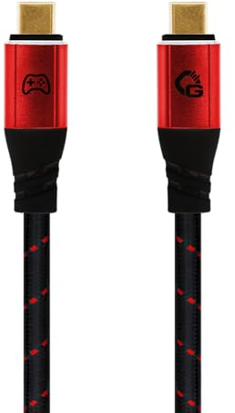OEHLBACH GAMING New Game Red - USB Type-C Kabel 40Gbps - bis 240W Power Delivery - dreifach geschirmt - vergoldete Kontakte - 75cm - Gaming Kabel mit Gewebemantel - rot/schwarz