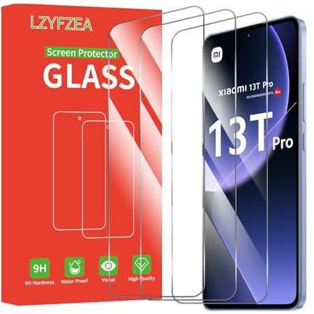 LZYFZEA Lot de 3, Verre Trempé pour Xiaomi 13T / Xiaomi 13T Pro, Anti-trace, Protecteur avec, Dureté 9H Glass, HD Transparent, Sans Bulles