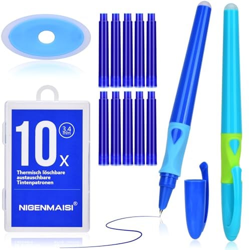 Grundschule Radierbarer Füller 2er Set- [ Blaue Radierbare Tinte]