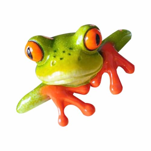 SHERCHPRY Kreative 3D kunstharz Dekoration Grüner Frosch als Entspannendes Schreibtischornament für Computer und Büro im Modernen Stil