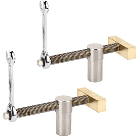 Luocute Bank-Hundeklemme, 2 Stück, Edelstahl, Messing, Holzbearbeitungs-Desktop-Clip, Verstellbarer Werkbankanschlag für Holzbearbeitung, Heimwerker, Fräsen, Schneiden, Schleifen (19mm)