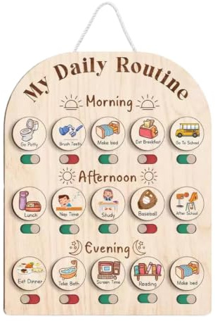 Tablero de rutina diaria para niños: gráfico de hábitos matutinos a la hora