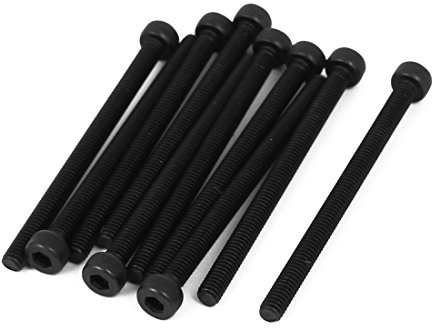 sourcing map 10 Stück M4x55mm Vollgewinde Sechskantschlüssel Rändelschraube Bolzen Zylinderkopfschrauben Schwarz
