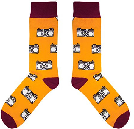 CUP OF SOX - Foto/Kamera/Hipster - Socken in der Tasse - Herren und Damen Geschenksocken Freizeit Socken, Orange, 37-40