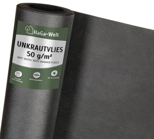 HaGa Unkrautvlies 50g/m² in der 1,6m Breite - Atmungsaktives Gartenvlies für effektiven Unkrautschutz im Garten mit hoher Reißfestigkeit (Meterware)