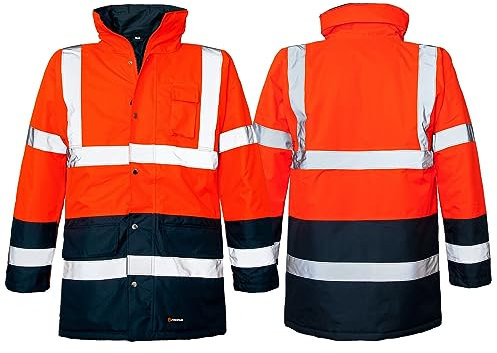 Marel Winter Warnjacke Warnschutz Pilotenjacke Arbeitsjacke Warnschutzjacke (BLIZAR-ORANGE) (S)