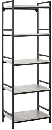 HAKU Möbel étagère Optique béton, Noir, MDF, métal - Dim.: L 60 cm x H 180 cm x P 40 cm, Style: Modern