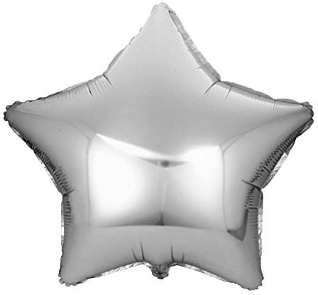 Kopper-24 Folienballon Stern 45 cm Luftballon Hochzeit Helium Ballon 18 Zoll Heliumballon Star Sternenballon XL Geburtsatag Party Deko Dekoration bunt JGA Folie Sterne (Silber)