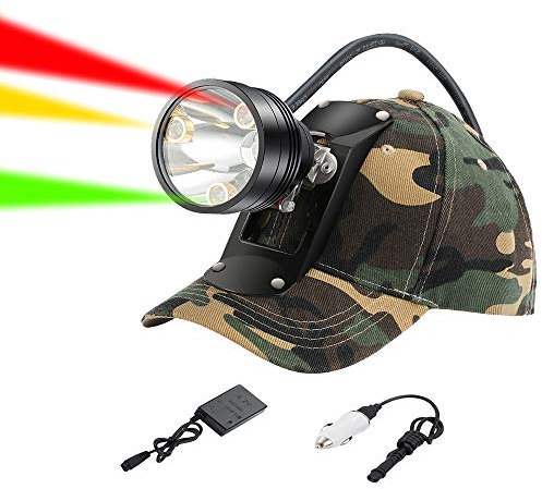 GearOZ Cree - Luz led de caza con luz verde para escanear coons, kojoten, predatores/luz ámbar para pesca en barco, color verde
