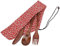 Set di Stoviglie, Set di Posate Tavola in Bambù Riutilizzabile in Stile Giapponese in Legno per Posate da Viaggio Regalo(Con Custodia Rossa)