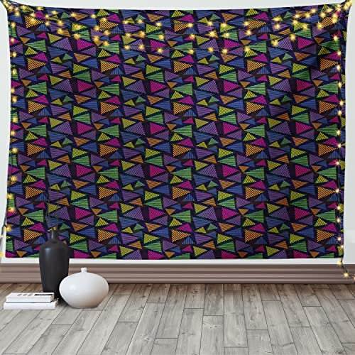 ABAKUHAUS Bunt Wandteppich und Tagesdecke, Gestreifte Dreiecke, aus Weiches Mikrofaser Stoff Waschbar mit Klaren Farben, 150 x 110 cm, Mehrfarbig