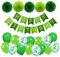MAKFORT Geburtstagsdeko Grün Happy Birthday Girlande mit Pompoms und Luftballons Grün Konfetti Luftballons für Geburtstag Partydeko