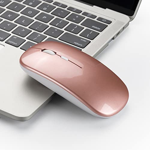 Souris sans Fil 2,4 G avec récepteur USB, Souris silencieuse Rechargeable, Ergonomique, Portable pour PC/Tablette/Ordinateur Portable 800, 1200, réglable en 1600 DPI(Or Rose)