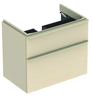 Keramag Geberit Smyle Square Waschtischunterschrank, 500353, 734x617x470mm, mit 2 Schubladen, Farbe: Sand-grau Hochglanz Lack - 500.353.JL.1