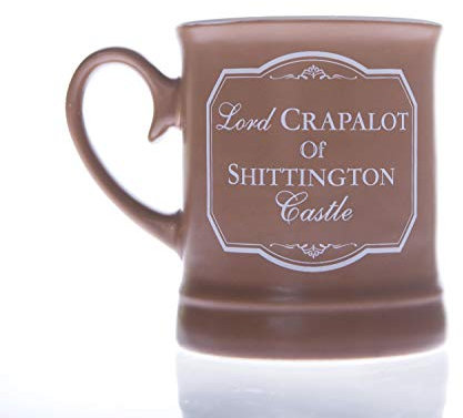 Boxer Gifts Lord Crapalot Funny Gift Mug for Him | Rude Offensive Secret Santa for Friend Husband Colleague,White,brown