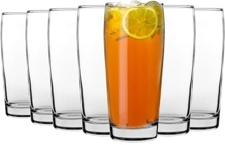 LAV 12x Clear 370ml Bardi Classic Beer Glasses - Small Lager Ale Cider Pilsner Drinking Half Pint Glass Pub Cup Set