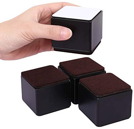 AIRUJIA 5 cm Möbelerhöhung aus Karbonstahl, Durchmesser 6 cm, Selbstklebend, Robuste Möbelerhöhung, Fügt 5 cm Höhe zu Betten Sofas und Schränken Hinzu, Quadrat Schwarz
