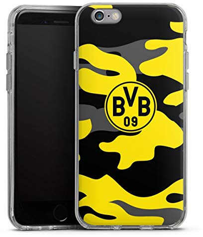 Silikon Hülle kompatibel mit Apple iPhone 6 Case transparent Handyhülle BVB Borussia Dortmund Fanartikel