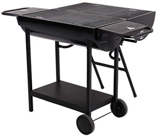 Outdoor Picknick Tragbare Holzkohle Grillwagen Mit Rollen, Großer Grill Zum Kochen Von Fleisch Im Innenhof Der Villa, Dual Zone Kann Verwendet Werden (Color : Black, Size : 130 * 35 * 120cm)