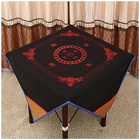 Universal Mahjong Tischdecke Square Mahjong Game Tischdecke - Spieltischdecke Card Poker Mahjong-Matte - Kartenspiele Brettspiele Dominosteine Spieltisch Game Table Cover,Schwarz a,120 * 120cm