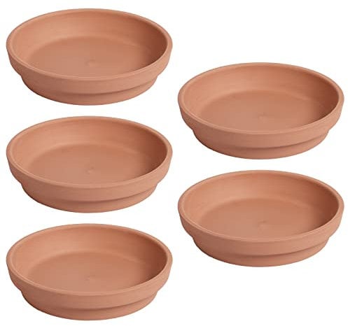 Yardwe Lot de 5 soucoupes rondes en terre cuite pour pot de fleurs - Idéal pour l'intérieur et l'extérieur