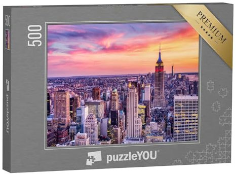 puzzleYOU: Puzzle 500 Teile „New York City: Sonnenuntergang über Midtown aus der Luft betrachtet“ – aus der Puzzle-Kollektion USA