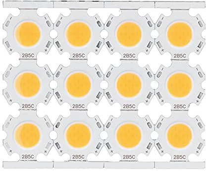 Jenngaoo 12pcs 5W 15-17V COB Chip Lichtquelle, runde LED Chip Emitter Komponente für DIY Scheinwerfer Downlight Deckenlampen Ersatz(Warm Light)