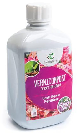 Humus de Lombriz Líquido Hortulani para flores - Alimento para plantas para un suelo rico en nutrientes y flores más sanas - Aumenta el crecimiento, estimula el brote. (0,5l)