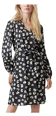 Vero Moda Women's VMPICA L/S V-Neck ABK Dress WVN BTQ Kleid, Black/AOP:PICA, S